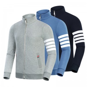 Wiosna i jesień Nowy cztery barze bawełniane mody Casual Small Stand Flar Men and Women\'s Long Rleeve Cardigan Coat