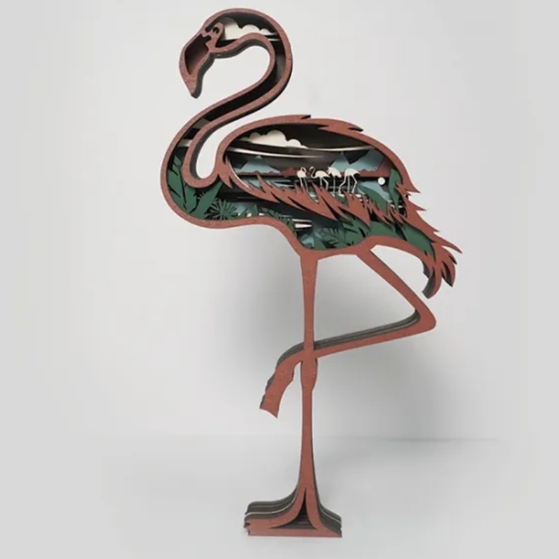 Drewniana dekoracja artefaktów 3D Flamingo