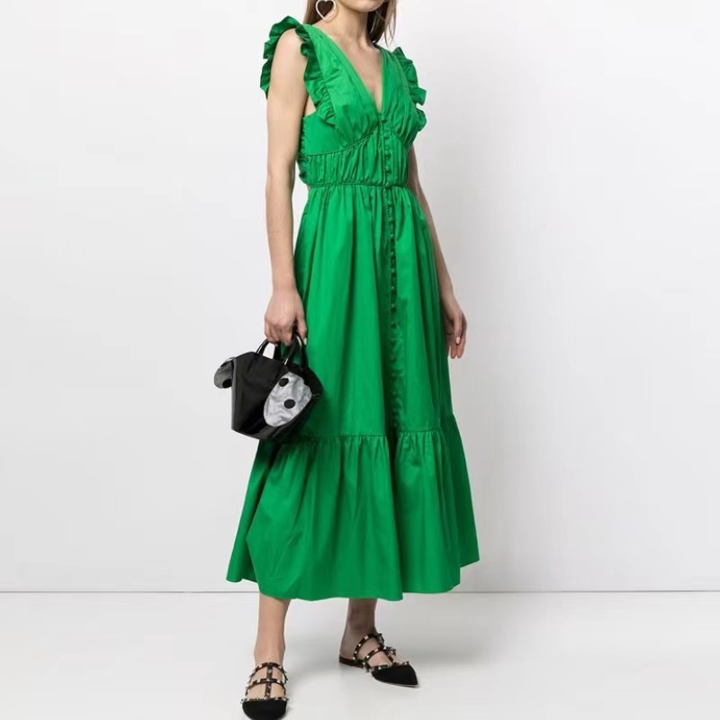 V-deck bez pleców koronkowy zbiór talii sukienka z kolekcją minimalistycznego w stylu wysokiej talii pojedyncza kamizelka szczelinowa kamizelka długa spódnica