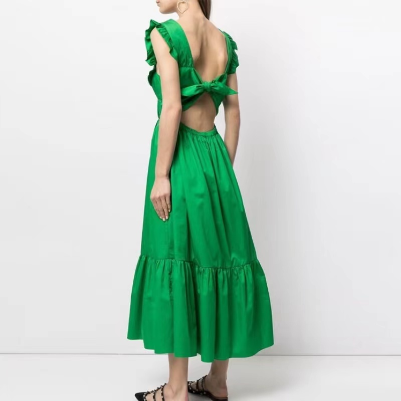 V-deck bez pleców koronkowy zbiór talii sukienka z kolekcją minimalistycznego w stylu wysokiej talii pojedyncza kamizelka szczelinowa kamizelka długa spódnica