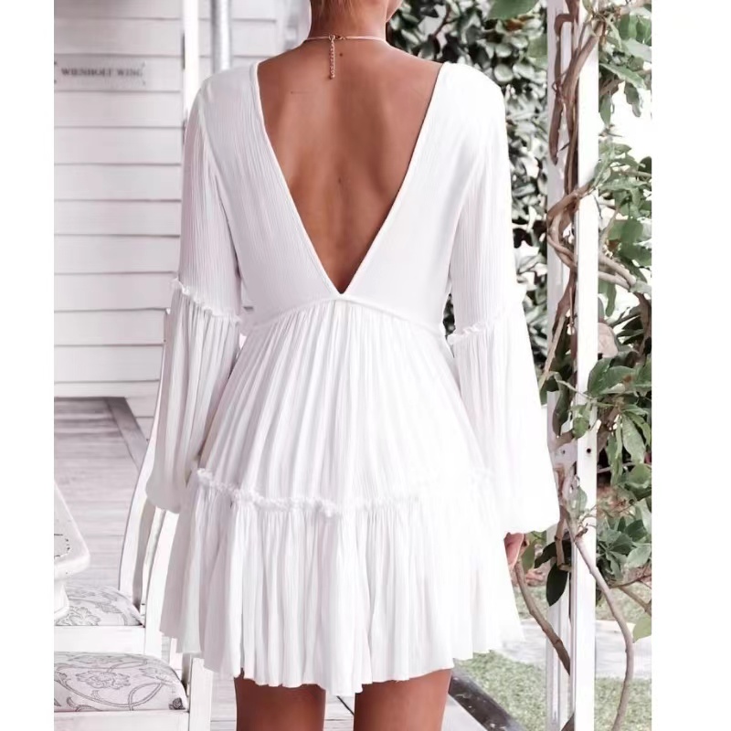 Letnia moda Biała sukienka Lantern Lantern Sukienka