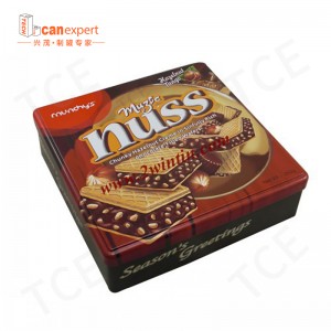 Tce-nowe produkty Square Metal Can Cakie Biscuit Tin 0,28 mm Tinplate