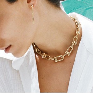 Gruby łańcuch naszyjnik kobiety Europa i Stany Zjednoczone w lekkim luksusowym niszowym łańcuchu klamry obojczyka