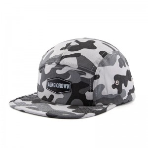 Niestandardowe wysokiej jakości wygodne czapki z płaskim brzegiem snapback dzieci 5 panel camp kapelusz ze skórzaną patchą