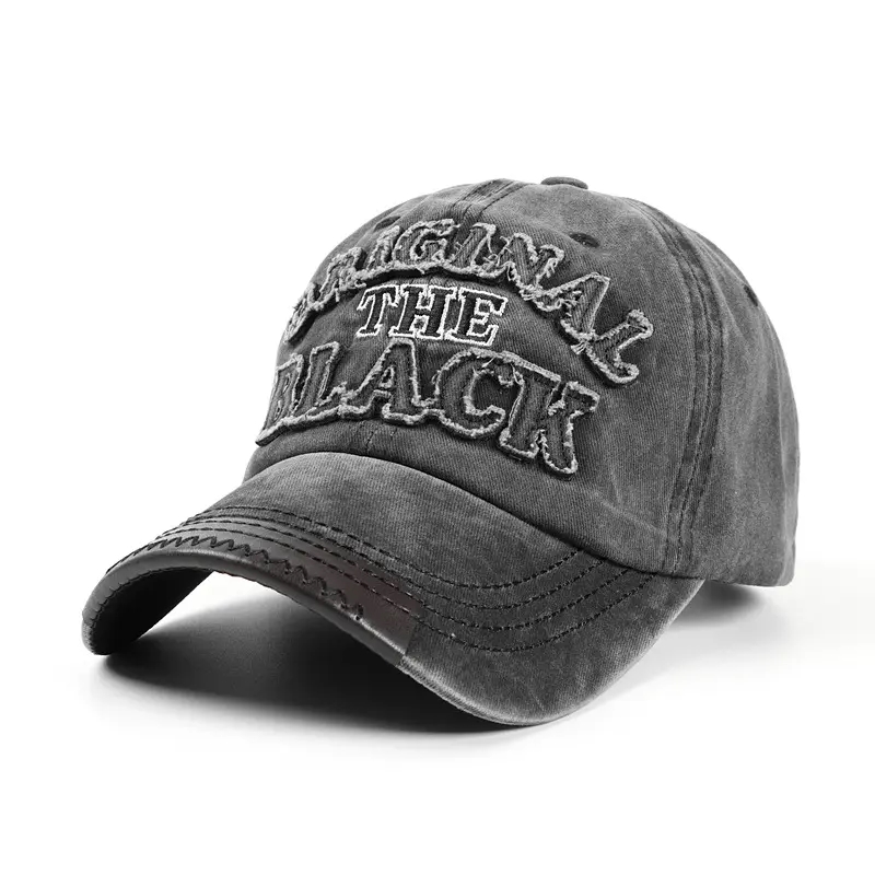 OEM Logo Niestandardowe logo mężczyźni kobiety umyte w trudnej sytuacji jeansowej bawełnianej bawełnianej czapce baseballowej vintage Regulowanego Tato kapelusz taty