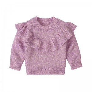 Ubrania dlaniemowląt Dziewczęta Knit Rufle Sweater Sweet Solid Kolor Knitting Wzory dziecięce swetry