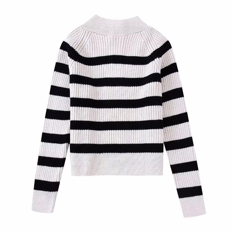 Autumn New Fasher Stripe Knited Sweter Vintage Długie rękawie pullover eleganckie topy