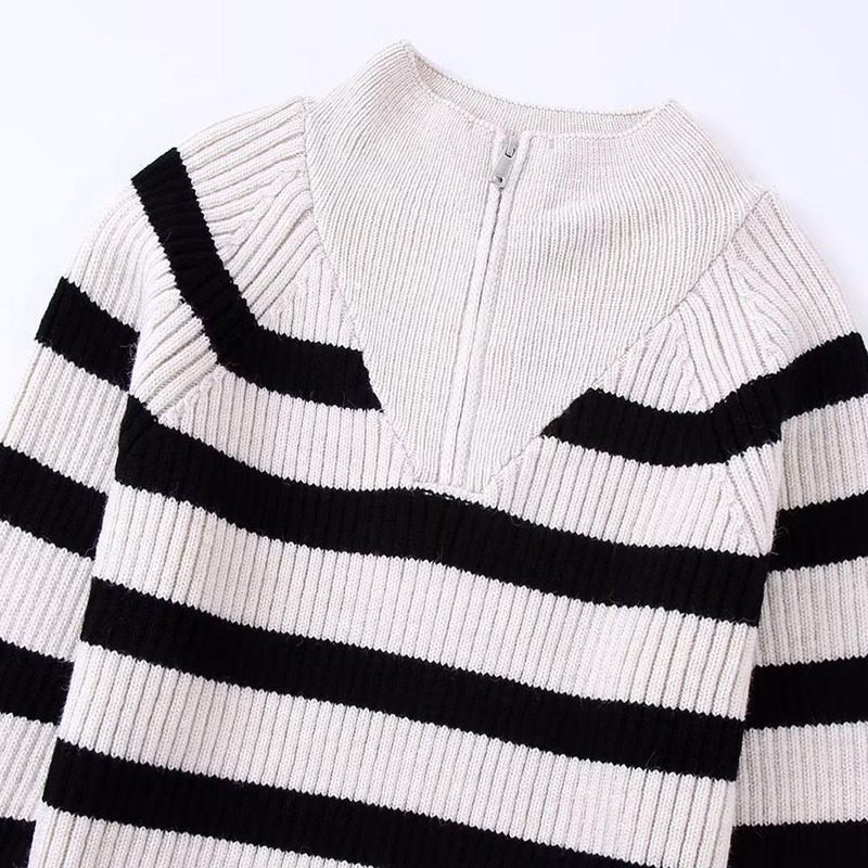 Autumn New Fasher Stripe Knited Sweter Vintage Długie rękawie pullover eleganckie topy