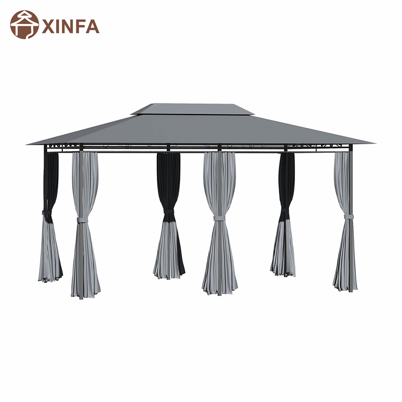 10 \\ 'x 13 \\' Outdoorowa miękka altana Pergola z zasłonami, 2-poziomowa altana z ramy stalowejna patio, szare szare