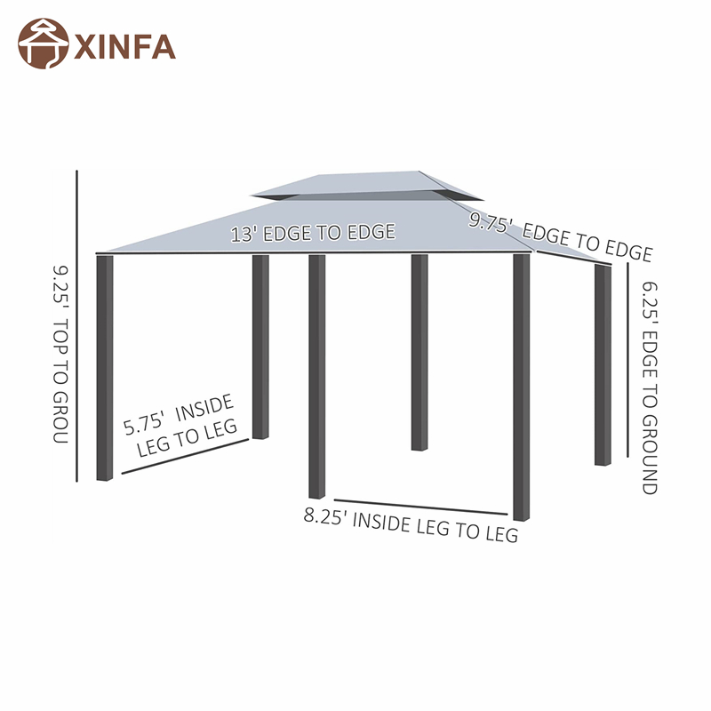 10 \\ 'x 13 \\' Outdoorowa miękka altana Pergola z zasłonami, 2-poziomowa altana z ramy stalowejna patio, szare szare