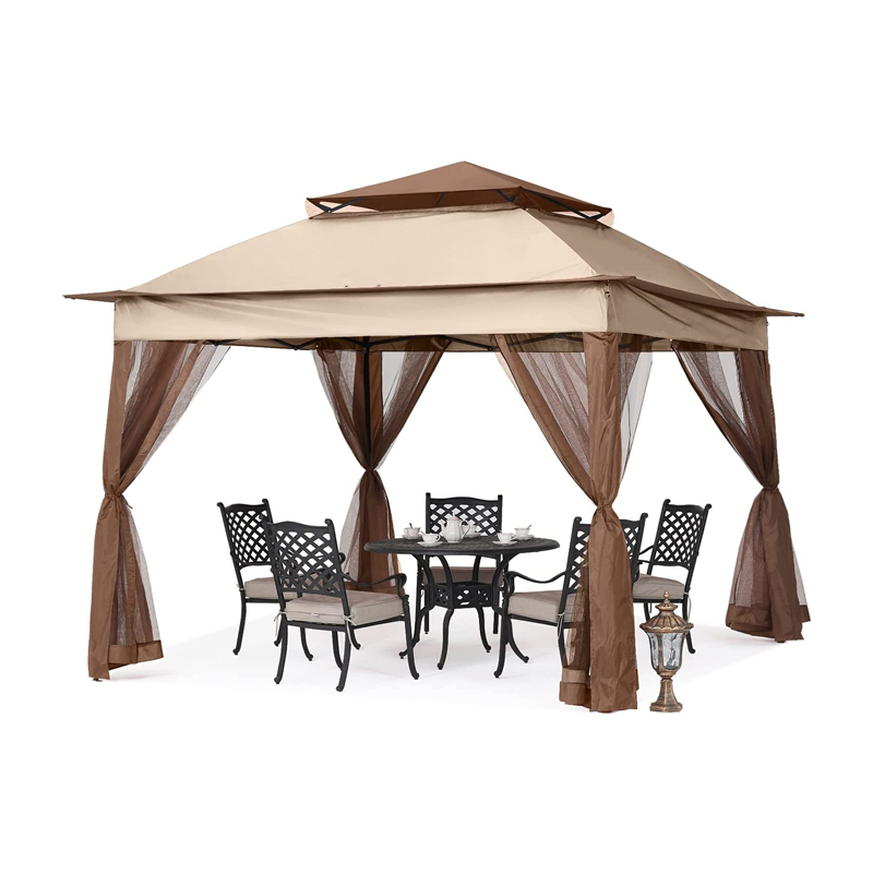 Garden Supplies Pergola Aluminium Aluminium Gaza Outdoor Aktywność Zastosowanie z siatką komary, jasnobrązowy