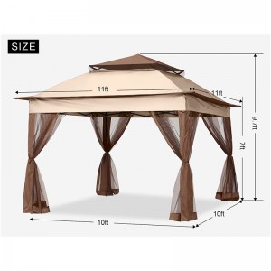 Garden Supplies Pergola Aluminium Aluminium Gaza Outdoor Aktywność Zastosowanie z siatką komary, jasnobrązowy
