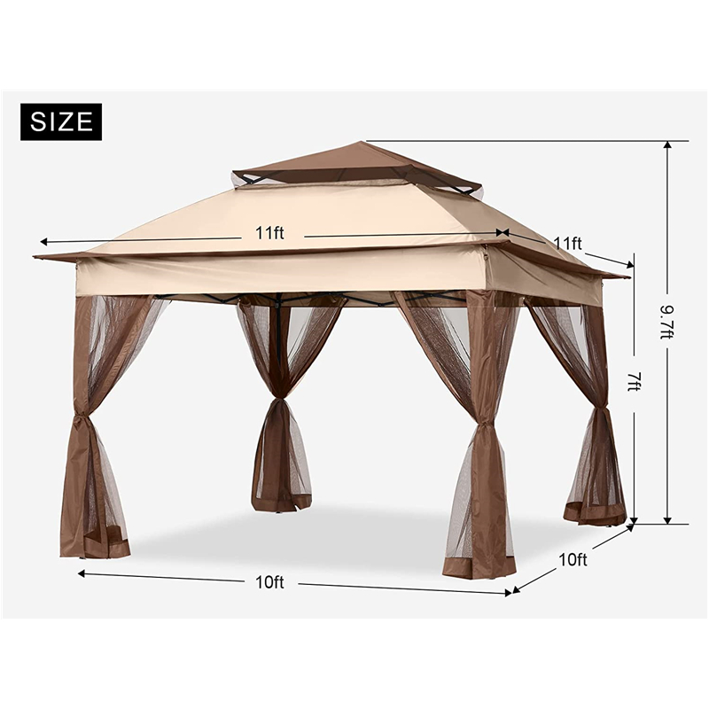 Garden Supplies Pergola Aluminium Aluminium Gaza Outdoor Aktywność Zastosowanie z siatką komary, jasnobrązowy