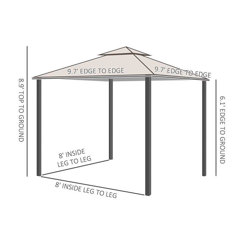 10 \\ 'x 10 \\' Outdoor Patio Gaze Balcy z baldachimem z siatkami, 2-poziomowy baldachimna podwórko, beżowy