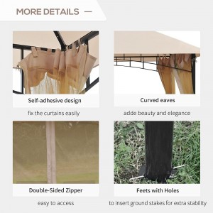 10 \\\\ \'x 10 \\\\\' Outdoor Patio Gaze Balcy z baldachimem z siatkami, 2-poziomowy baldachimna podwórko, beżowy