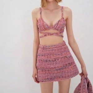 Retro Temperament Mały garnitur tweed Slim Spódniczka