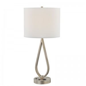 Lampkana biurko z antycznym srebrnym wykończeniem, lampa biurka, wygodny gniazdko i port USB