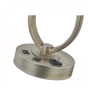 Lampkana biurko z antycznym srebrnym wykończeniem, lampa biurka, wygodny gniazdko i port USB