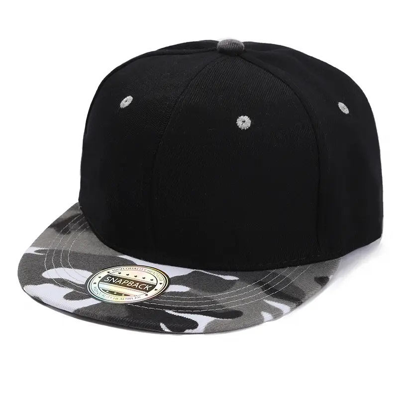 Haftowa czapka czarna snapback baseball czapka kapelusz kamuflażowy kolor kontrastowy