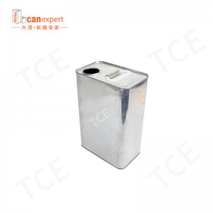 Kwadratowy prostokątny pusty olej chemiczny metalowy metalowy puszka z plastikową pokrywką do opakowania farby lub oleju