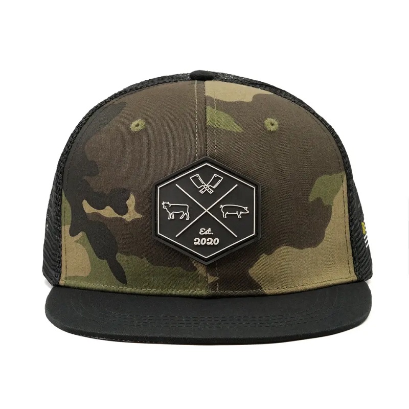 Hurtowe dostosowane hip hop Camo Snapback Haftowe logo łatkiniestandardowe 6 panel Flat Brim Trucker Cap and Hat