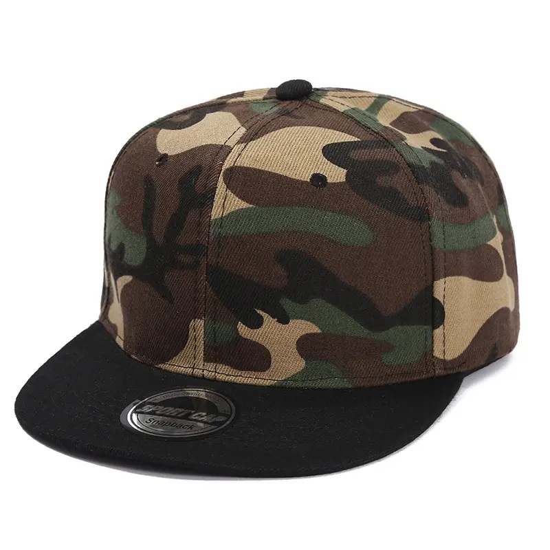 Dostosowane logo Solid Color Hat Camo Light Talerz płaski wzdłuż czapki baseballowej mężczyźni i kobiety letnie deskorolki Hip Snapback Caps