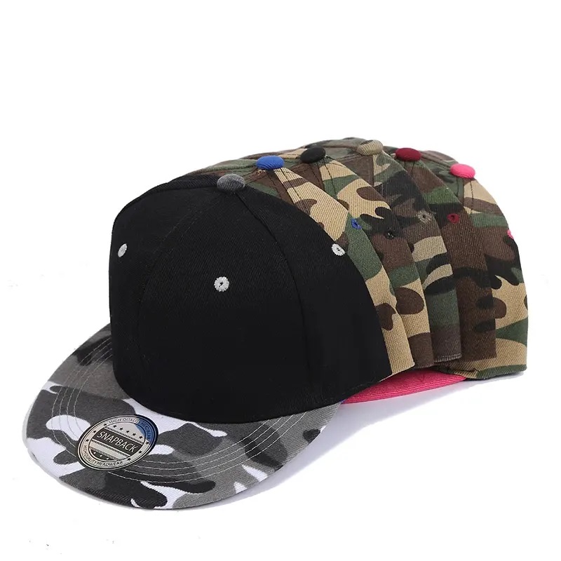 Dostosowane logo Solid Color Hat Camo Light Talerz płaski wzdłuż czapki baseballowej mężczyźni i kobiety letnie deskorolki Hip Snapback Caps