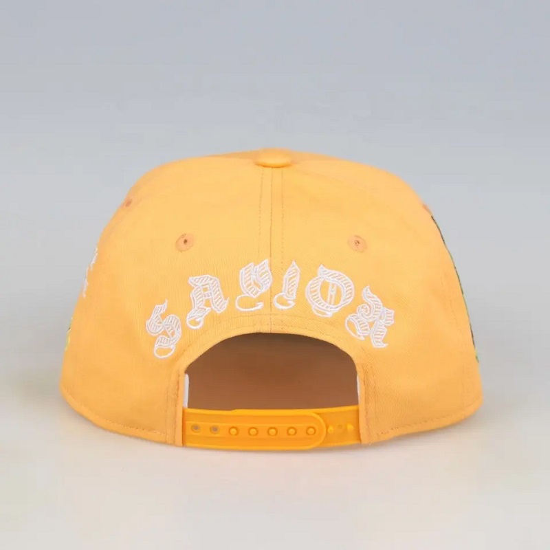 Wykonane w Chinach sześć panelu Snapback Baseball Cap for Men Custom Gorras Snapback Hafdery Hats Yellow