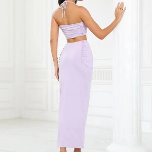 Styl europejski i amerykański seksowna wisząca kamizelkana szyję otwartą pół spódnicy