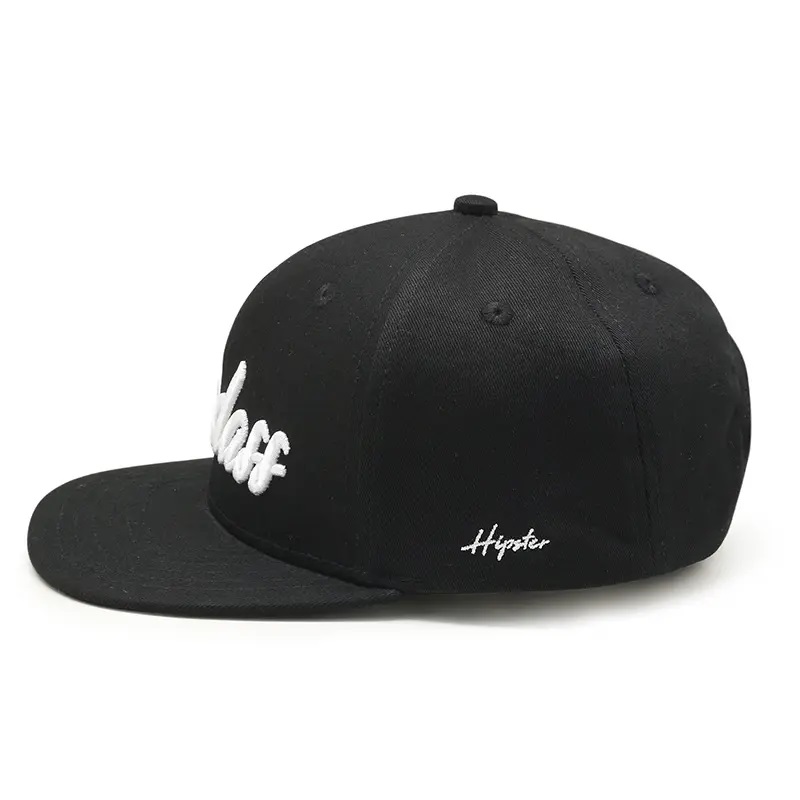 OEM Design Flat Brim 6 Panel Niestandardowe logo haftu 3D Hip Hop Cap Snapback Hat dla mężczyzn