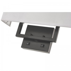 HAMPTON Inn Hotel Połowa prostokątnej lampy ściennej z matowym czarnym wykończeniem, dwana/off Rocker przełącza się w hotelowym pokoju gościnnym