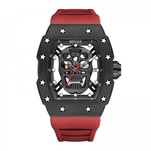 Baogela Skull Tonneau Watch Top marka kwarcowe zegarki ze stalinierdzewnej Wodoodporne kreatywne zegar silikonowy paseknanadgarstek Rose 4141