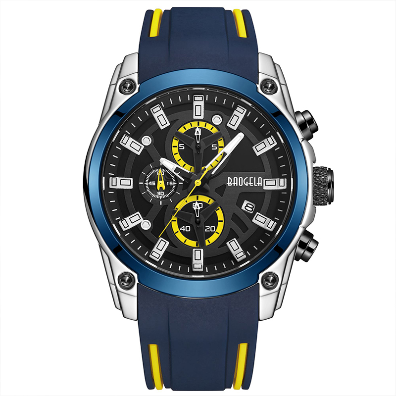 Baogela Men's Wojskowe zegarki sportowe Waterproof Fashion Fashion Blue Silikon Pasek Zróbna rękę Man Luksusowa marka Luminous Watch 22705