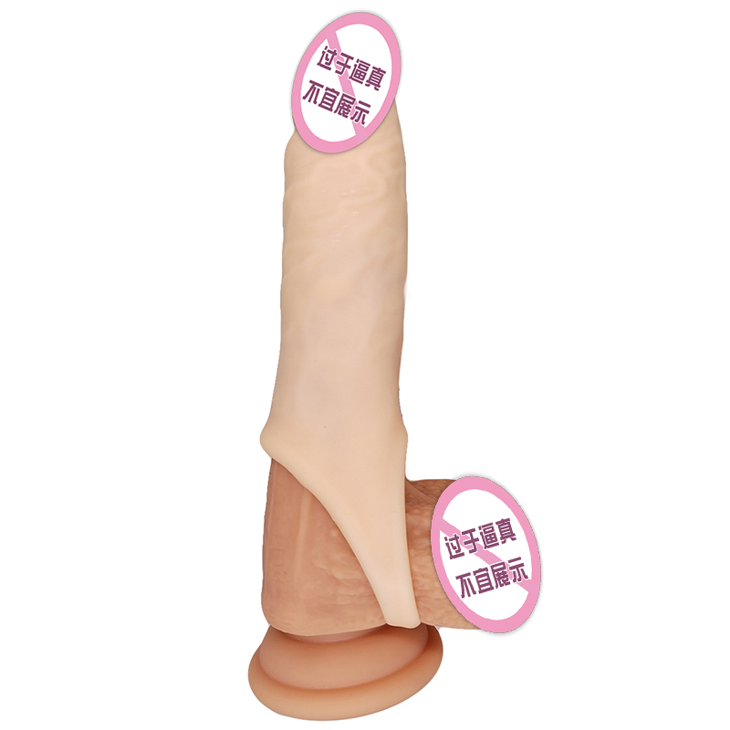843 Realistyczne penis rękawy penisowe Prezerwatywy Exterme dla mężczyzn wielokrotnego użytku płynny krzem dildo penis Extender dla mężczyzn