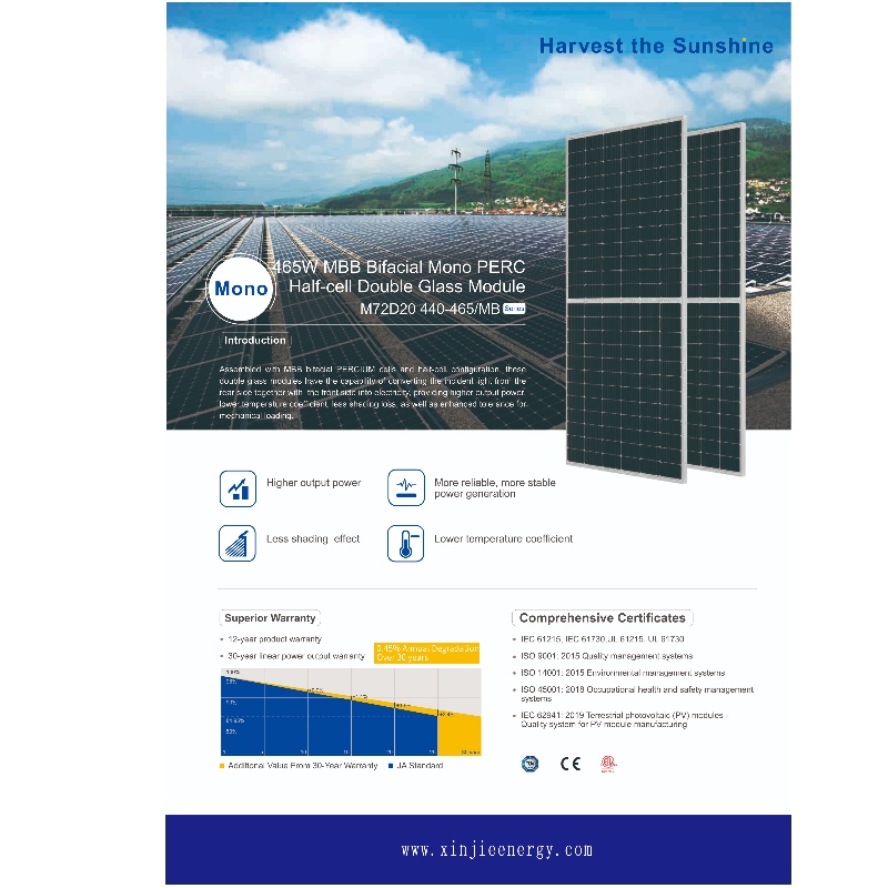 Wysoka wydajność 465 W Photovoltaic Solar Module Panelu System sprzedaży online