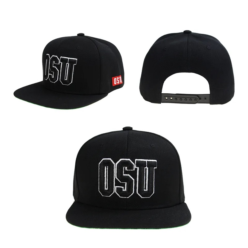 Wysokiej jakości hip -hop Flat Brim Blank Color Men Snapback Cap and Hat Custom 3D Haft haftle Twój własny projekt logo czapka