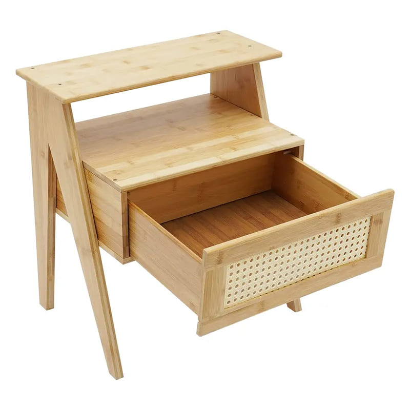 2 poziomy bambusowego stolika końcowego z szufladami szafkinocne dla małych przestrzeni do przechowywania stojak boczny do sypialni