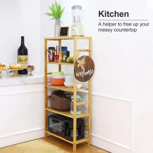 5-piętrowy regulowany regał Wysoka wodoodporna stojakna stojakna łazienkę Bamboo Regresher