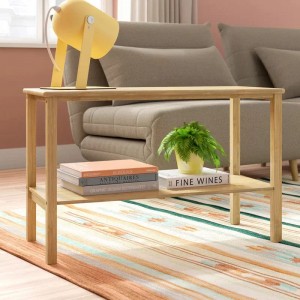 Salonnaturalny brązowy prostokątny bambusowy stolik kawowy z przechowywaniem