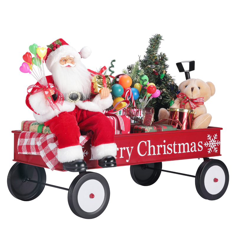 TM-95114 50*27*38 cm Święty Mikołaj z ciężarówką prezentową
