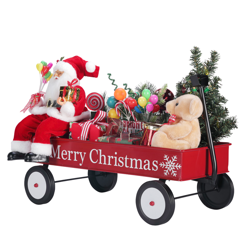 TM-95114 50*27*38 cm Święty Mikołaj z ciężarówką prezentową