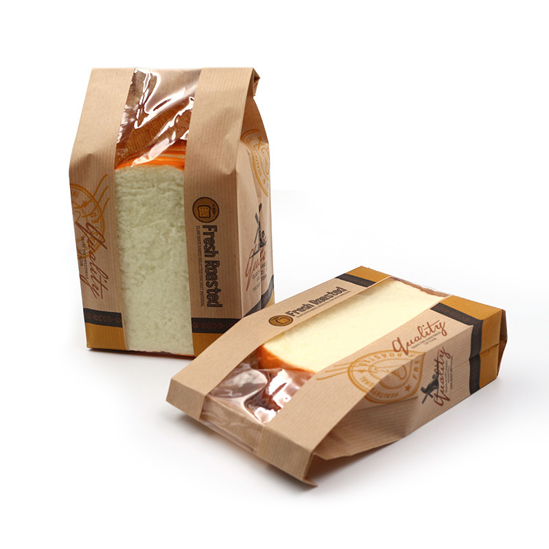 Toast w torbie papierowej zrównoważone torby piekarni Kraft z oknem