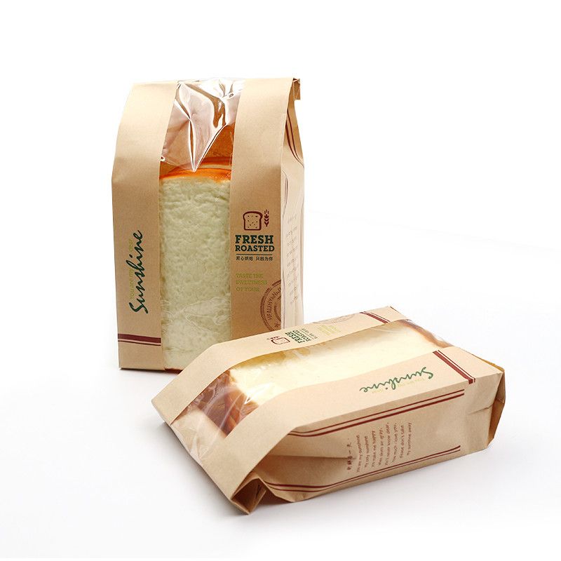 Toast w torbie papierowej zrównoważone torby piekarni Kraft z oknem