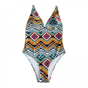 Kwiatowy National Style Szeroki pasek jednoczęściowy temperament stroju kąpielowego