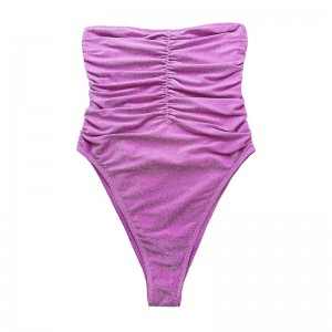 Purple srebrne bez ramiączek bez ramiączek, jednoczęściowy strój kąpielowy