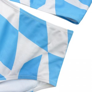 Niebiesko -biała kamizelka geometryczna stały kolor szeroki pasek stroju kąpielowego