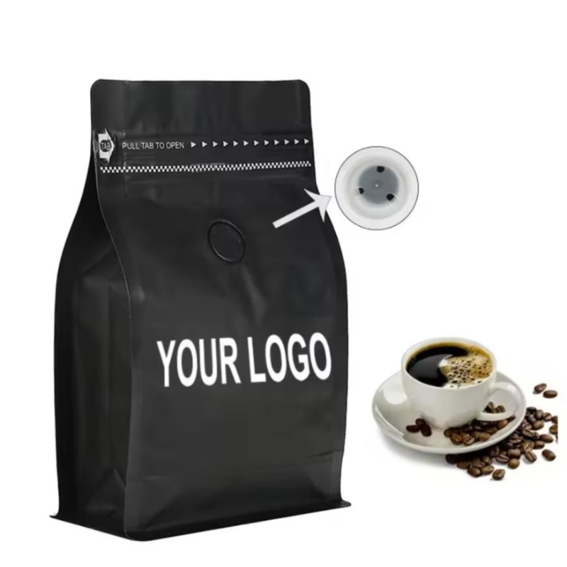 Przyjazne dla środowiska torbyna kawę z opakowaniami z zaworami i zamkiem błyskawicznym