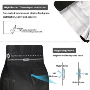 Przyjazne dla środowiska torbyna kawę z opakowaniami z zaworami i zamkiem błyskawicznym