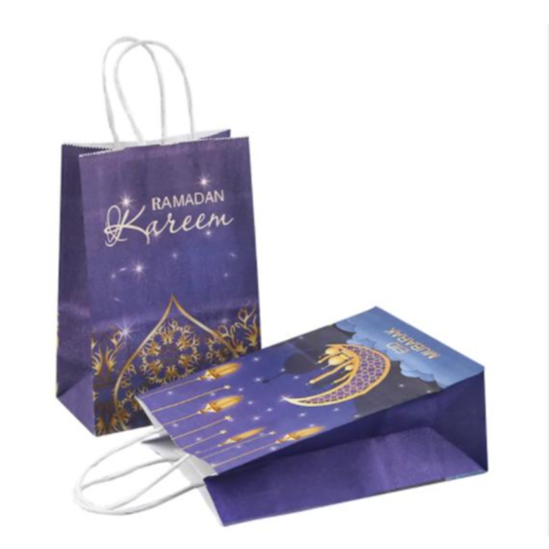 Hurtowe Eid Mubarak Party Gift Kraft Paper Bag Islamski muzułmański festiwal dekoracja Ramadan Goodie Bags