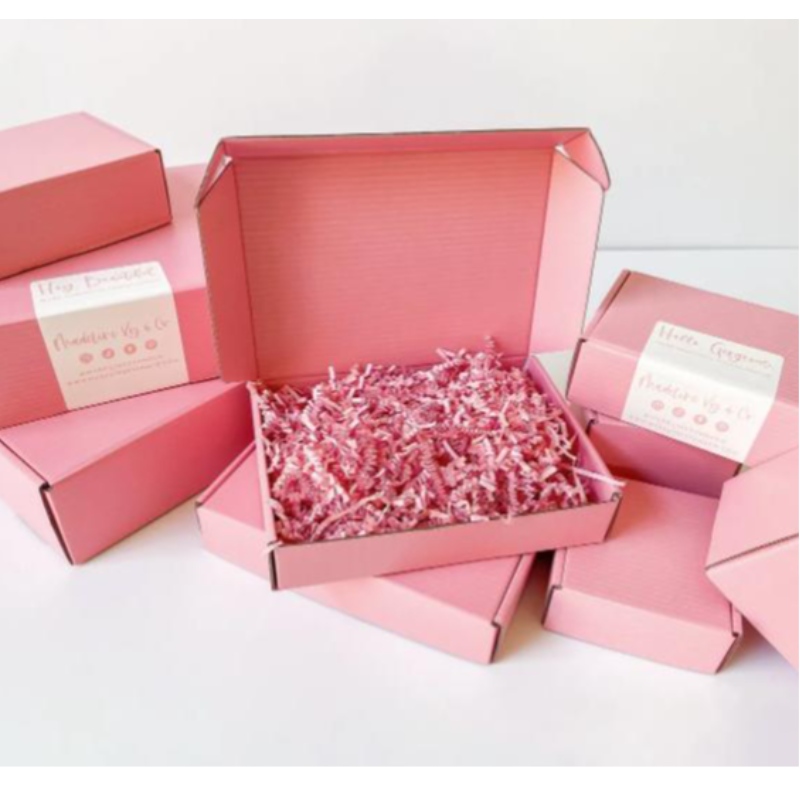 Niestandardowe logo różowy kolor kosmetyczny opakowanie pudełko pocztowe pudełko papierowe wysyłki pudełko papierowe